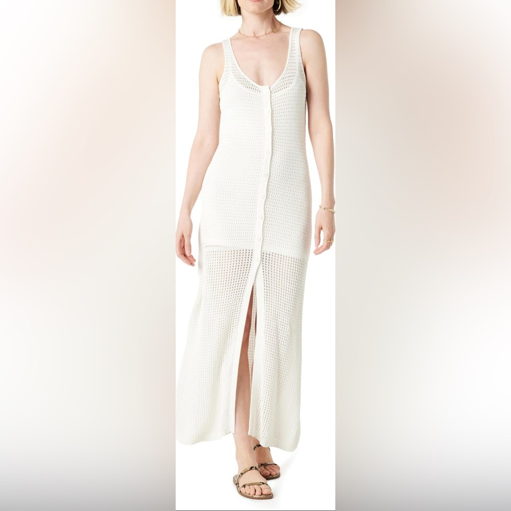 The Drop Women’s Button Front Mixed Pattern Crochet Maxi Dress
